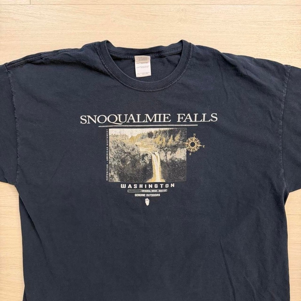 Vintage Snoqualmie Falls Washington Black Short Sleeve Shirt Mens Size XXL - Picture 2 of 6